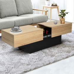 Table Basse Coulissante Bois/Noir