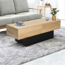 Table Basse Coulissante Bois/Noir