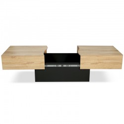 Table Basse Coulissante Bois/Noir