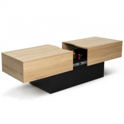 Table Basse Coulissante Bois/Noir