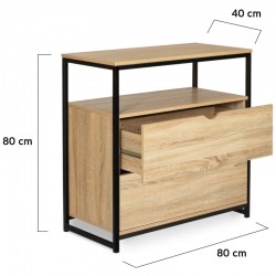 Commode 2 Tiroirs + 1 Etagere Memphis