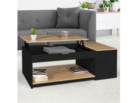 Table Basse Relevable + Coffre Bois/Noir