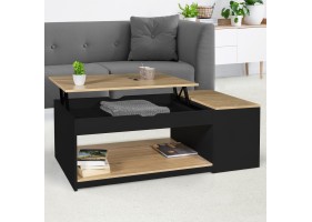 Table Basse Relevable + Coffre Bois/Noir