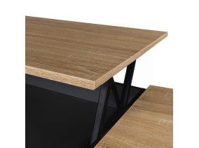 Table Basse Relevable + Coffre Bois/Noir