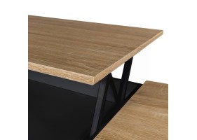 Table Basse Relevable + Coffre Bois/Noir