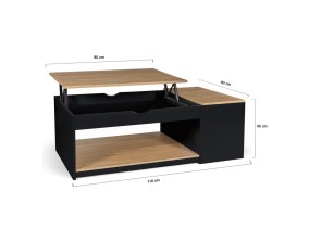 Table Basse Relevable + Coffre Bois/Noir