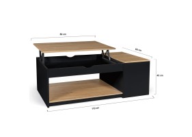 Table Basse Relevable + Coffre Bois/Noir