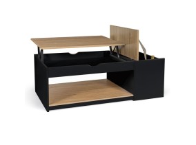 Table Basse Relevable + Coffre Bois/Noir