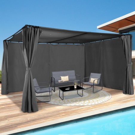 Pergola Santa Cruz 3X4M Grise + Rideaux