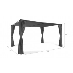 Pergola Santa Cruz 3X4M Grise + Rideaux