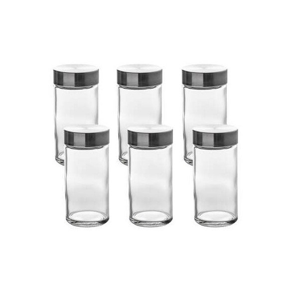 Bocal verre+inox 80 ml x6