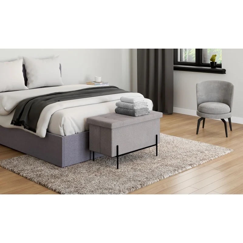 Banquette coffre Loan gris pieds noirs -