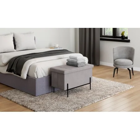 Banquette coffre Loan gris pieds noirs -