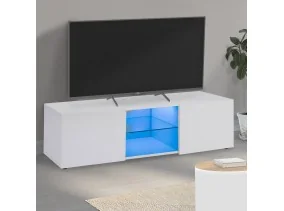 Meuble TV Klea plateau en verre + Led