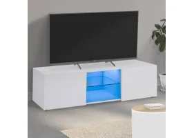 Meuble TV Klea plateau en verre + Led