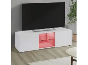 Meuble TV Klea plateau en verre + Led