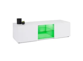 Meuble TV Klea plateau en verre + Led