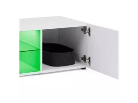 Meuble TV Klea plateau en verre + Led