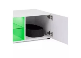 Meuble TV Klea plateau en verre + Led