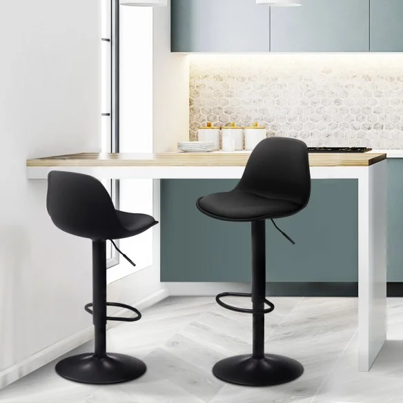 Tabouret Karl noir pied noir X2