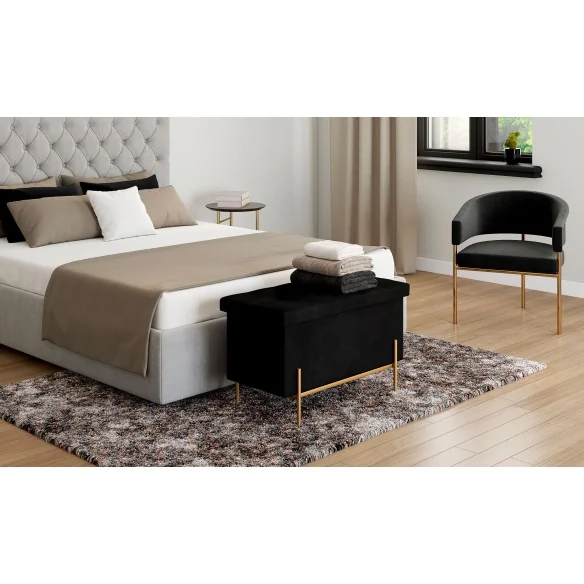 Banquette coffre Loan velours pieds doré