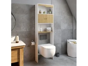 Meuble dessus Wc Bois/Blanc