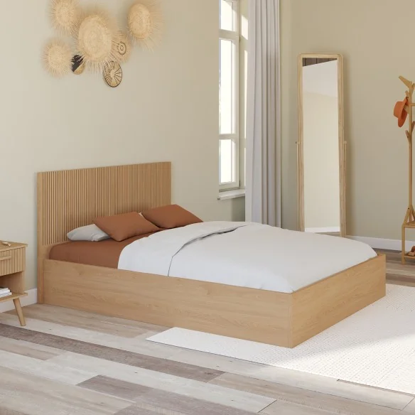 Lit coffre Faustine + Tête de lit 140X19