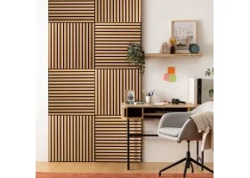 Panneau lattes bois 60x60 cm X4