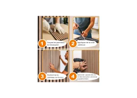 Panneau lattes bois 240x60 cm X2