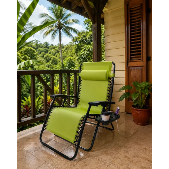 Fauteuil transat pliant anis