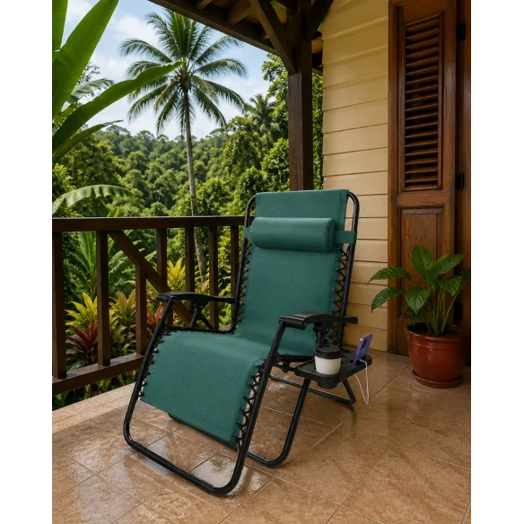 Fauteuil transat pliant vert