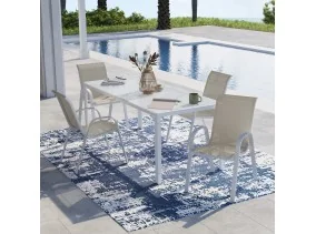 Chaises textilene empilables x4 blc/beig