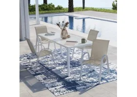 Chaises textilene empilables x4 blc/beig