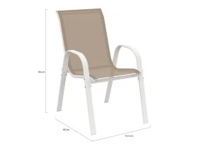 Chaises textilene empilables x4 blc/beig