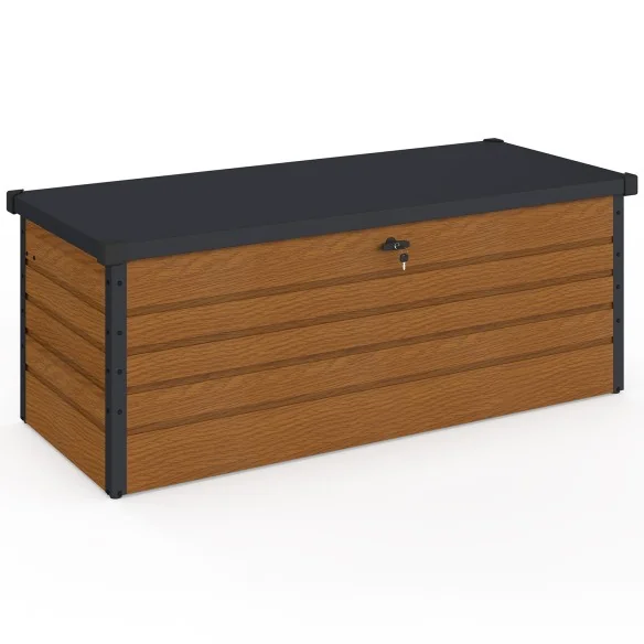 Coffre de rangement métal 600L effet boi