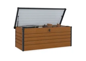 Coffre de rangement métal 600L effet boi