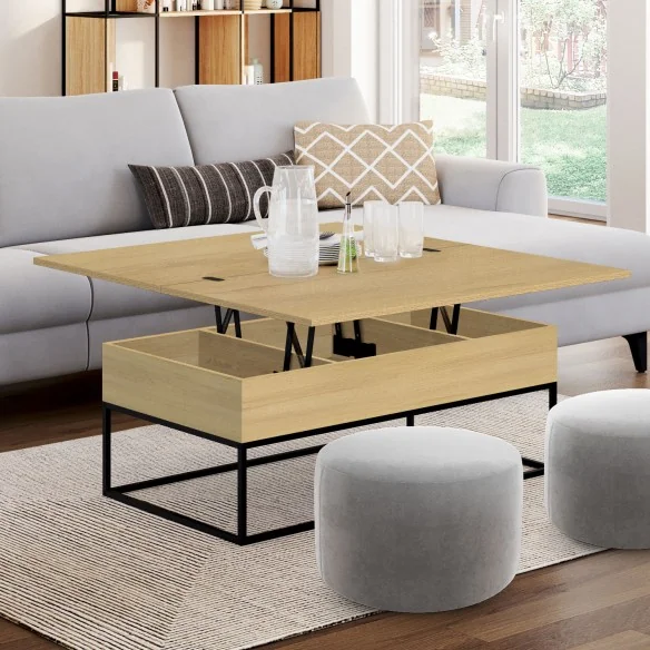 Table basse relevable plateau dépliant