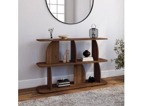 Etagere basse Japandi effet bois noyer