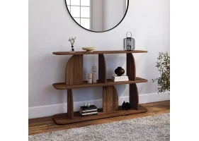 Etagere basse Japandi effet bois noyer