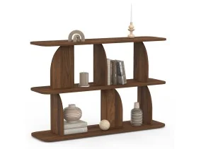 Etagere basse Japandi effet bois noyer