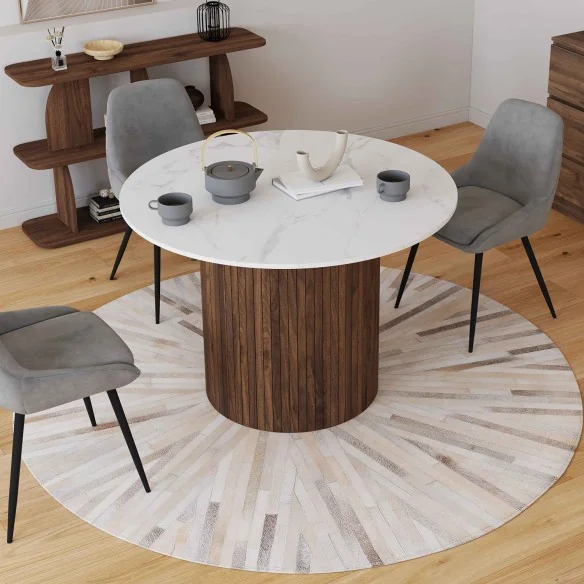 Table repas Alvar 110cm noyer + effet ma