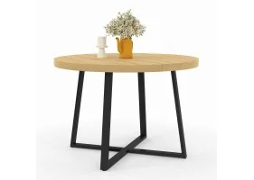 Table repas Sana ronde 110cm bois et noi
