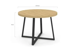 Table repas Sana ronde 110cm bois et noi