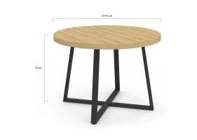 Table repas Sana ronde 110cm bois et noi