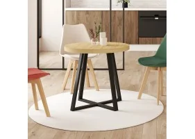 Table repas Sana ronde 80cm bois et noir