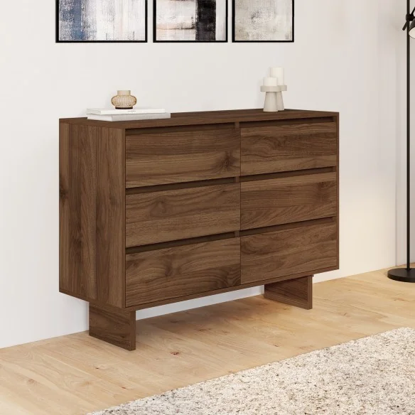 Commode 6 tiroirs Yumi noyer