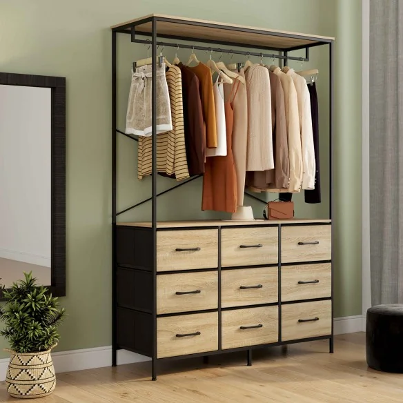 Dressing penderie Iris avec 9 bacs en ti