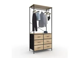 Dressing penderie Iris + 6 bacs en tissu