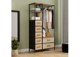 Dressing penderie Iris + 7 bacs en tissu