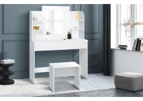 Coiffeuse Zita étagères, miroir led + ta